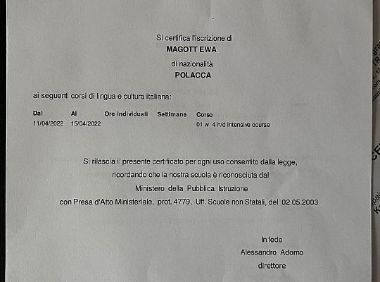 Kurs języka włoskiego dla nauczycieli (ERASMUS+)